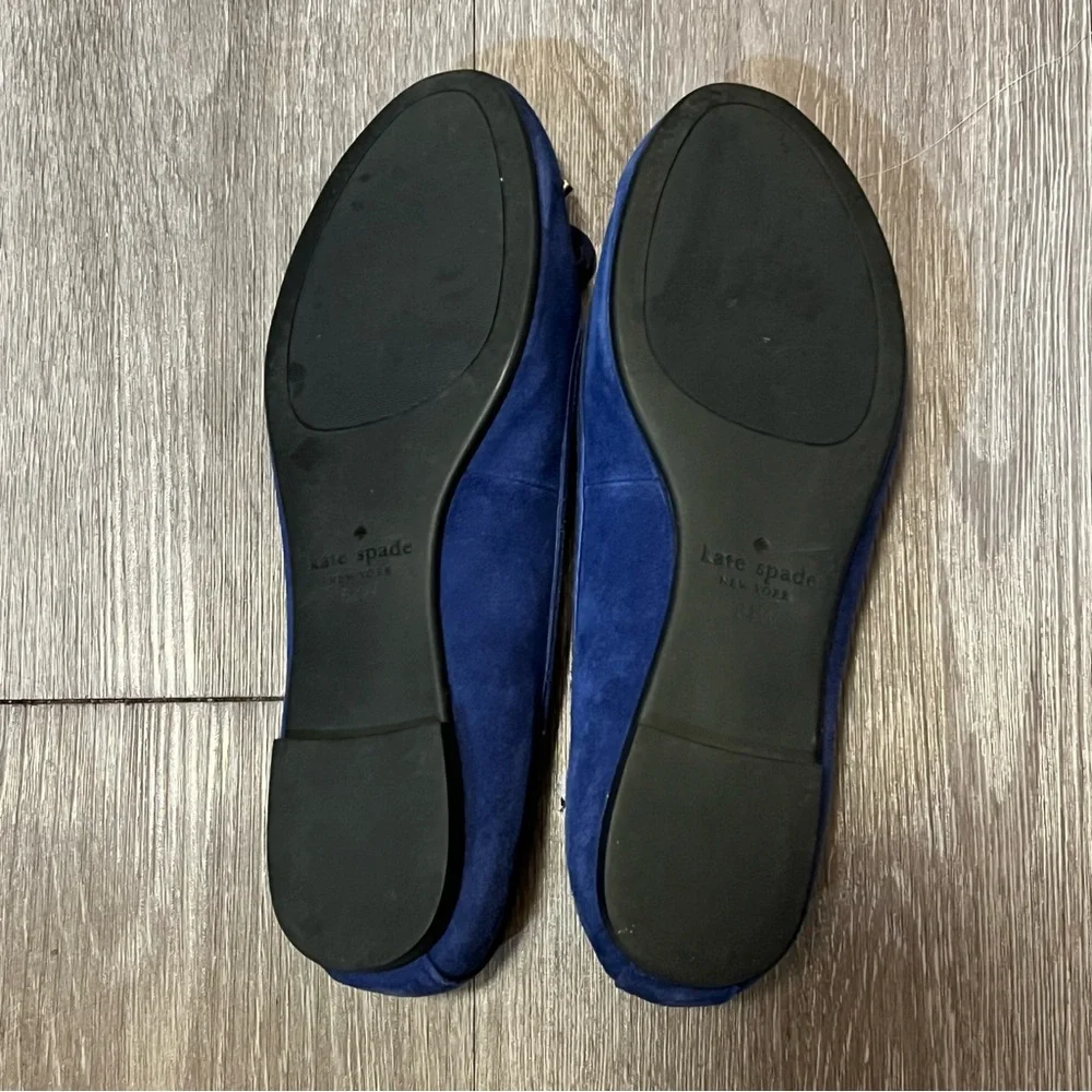 kate spade Navy Suede Flats with Pink Insole and Bow